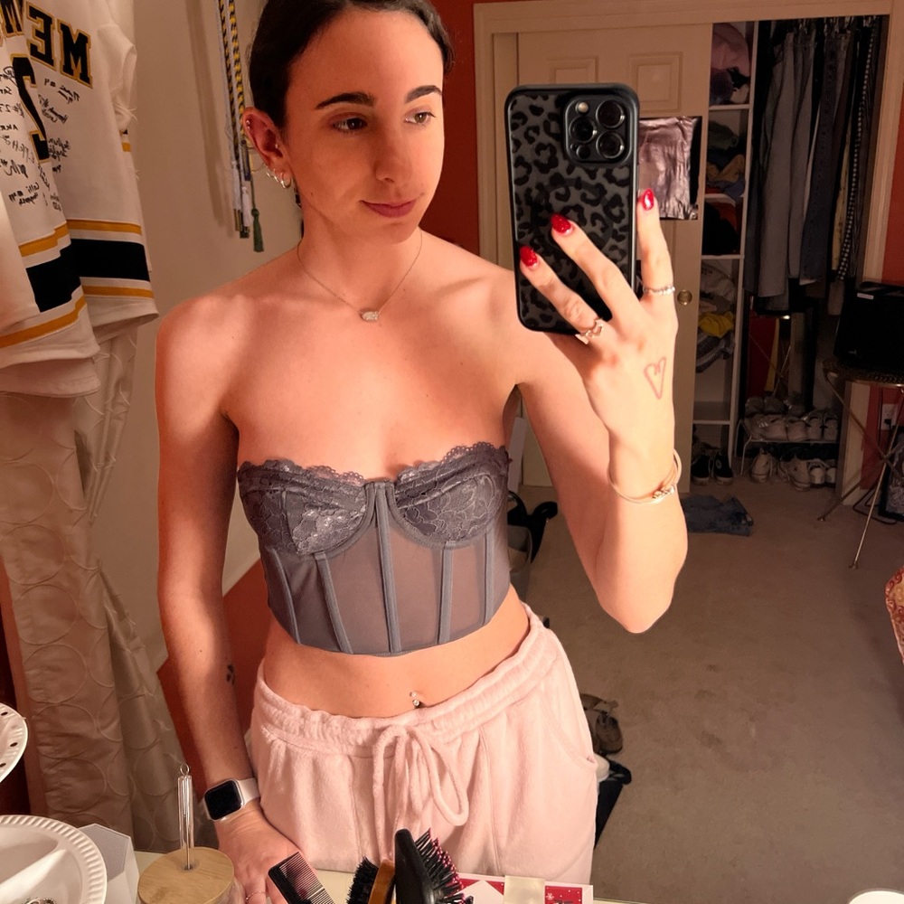 Cropped Grey Lace Corset